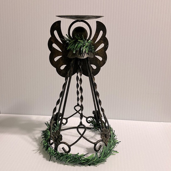 ANGEL Holiday Candle Metal Stand Holder Black Bronze finish 9.5 x 5.2 inches - Picture 12 of 13